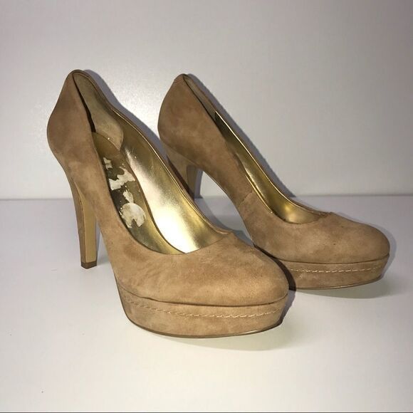 Nine West Tan Suede Platform Pumps Heels 9 1/2 - Picture 6 of 8